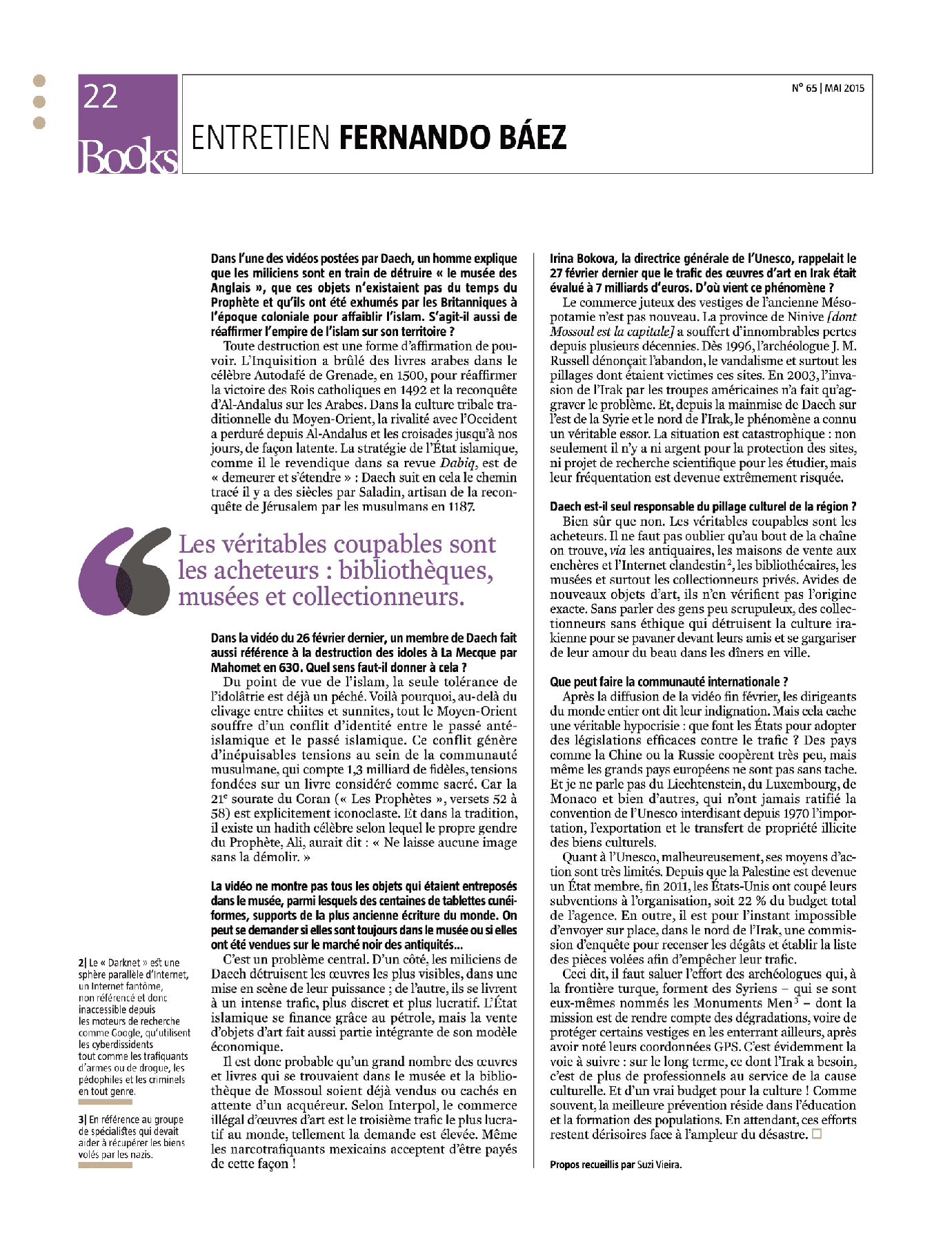 Books magazine interview with Fernando Báez, continuation