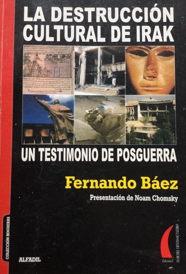 Cover of La destrucción cultural de Irak, crediting a foreword by Noam Chomsky